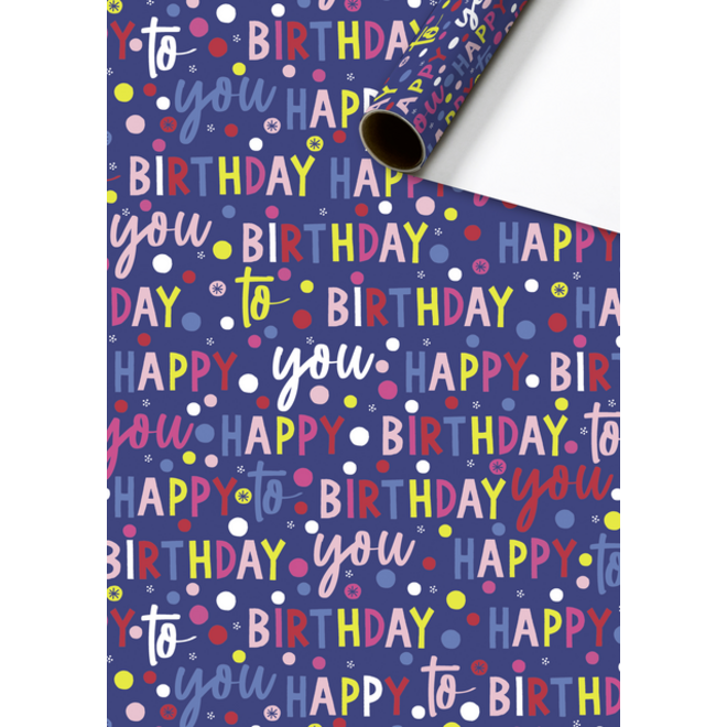 Inpakpapier Stewo Happy Birthday 200x70cm assorti