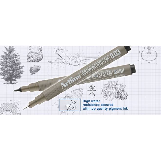 Fineliner Artline technisch brush zwart