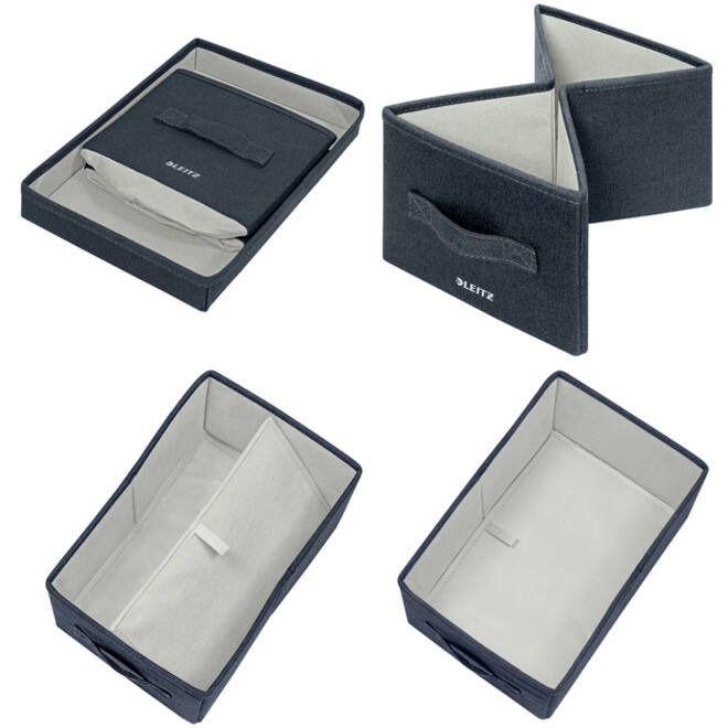 Opbergdoos Leitz gestoffeerd met deksel 190x160x285mm grijs 2 st
