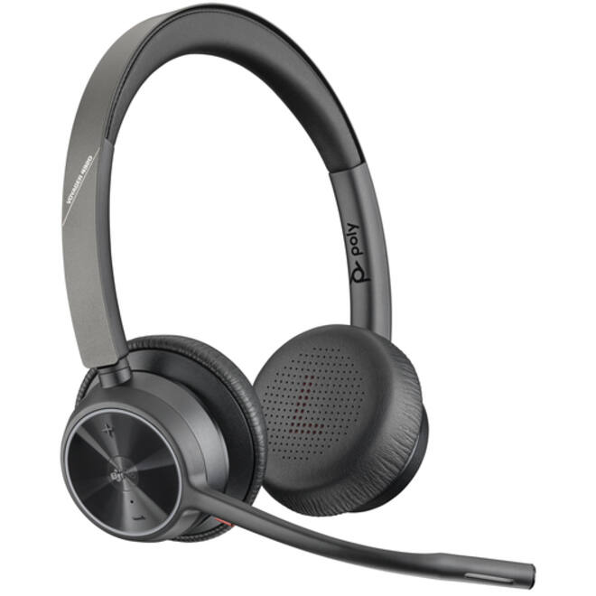 Headset HP POLY Voyager 4320-M met BT700 dongle en oplaadstatief
