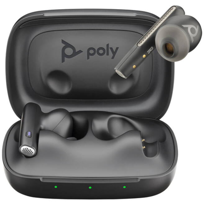 Earbuds HP POLY Voyager Free 60 UC M met BT700 USB-C-adapter en oplaadcase basis