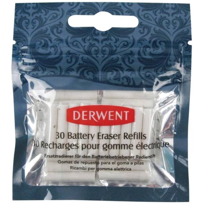 Navulling Derwent gum op batterijen 30 stuks wit