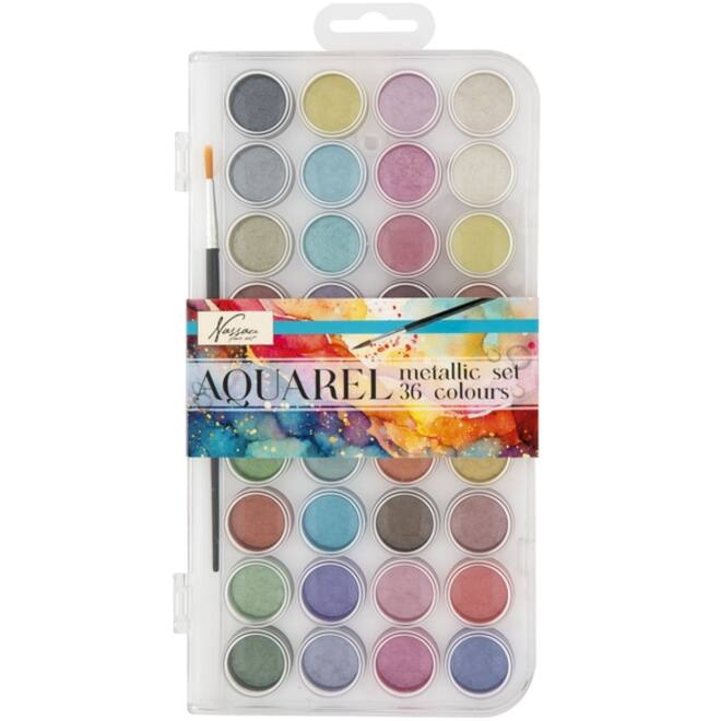 Aquarelverf Nassau fine art doos à 36 metalic napjes