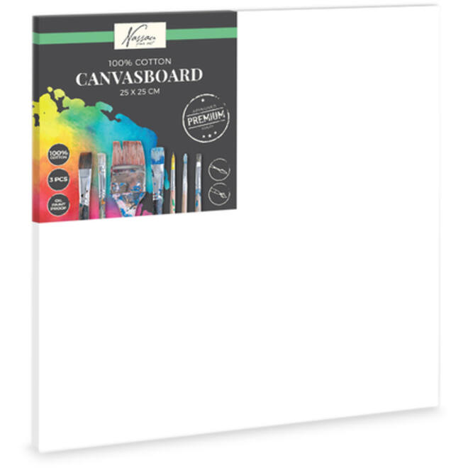 Canvasboard Nassau fine art 25x25cm 100% katoen 3 stuks