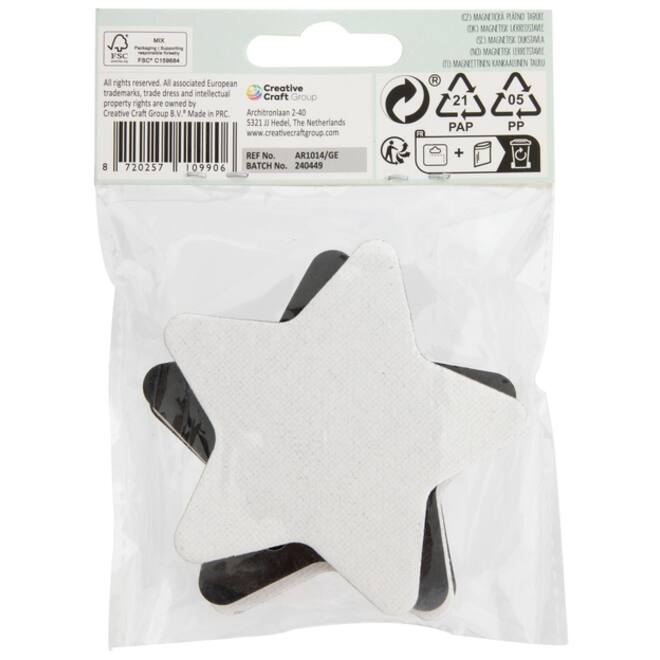 Canvas Nassau fine art ster en bloem 7,5cm magnetisch 4 stuks