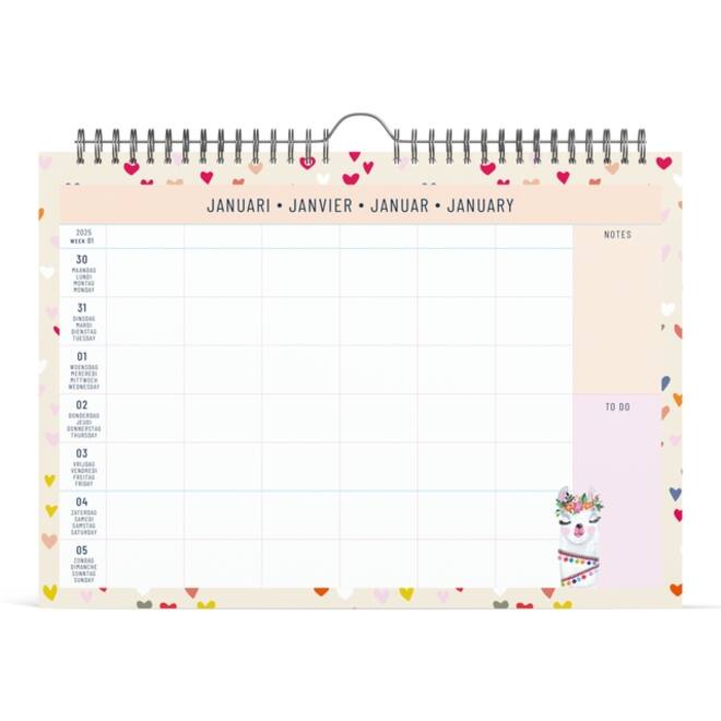 Familiekalender 2025 Lannoo 310x220 Paper Salad 7dagen/1pagina