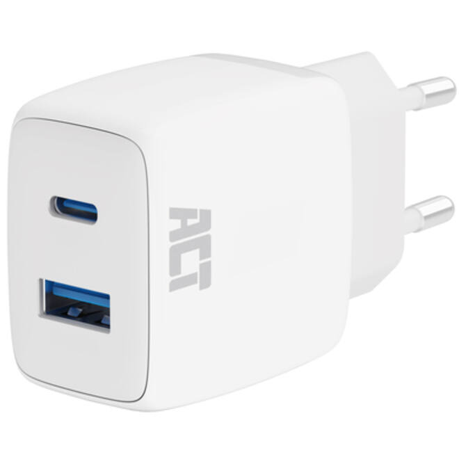 Oplader act 20w 2-poorts usb a+c wit