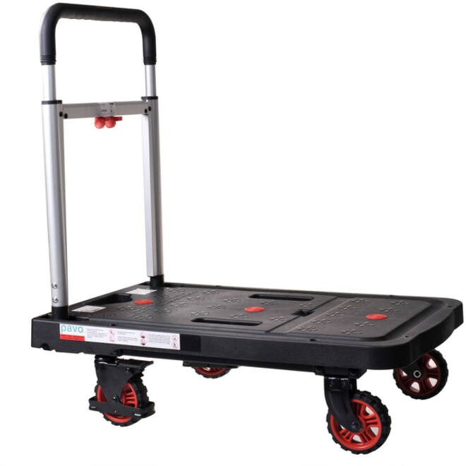 Transportkar Pavo platform trolley inklapbaar 137kg zwart