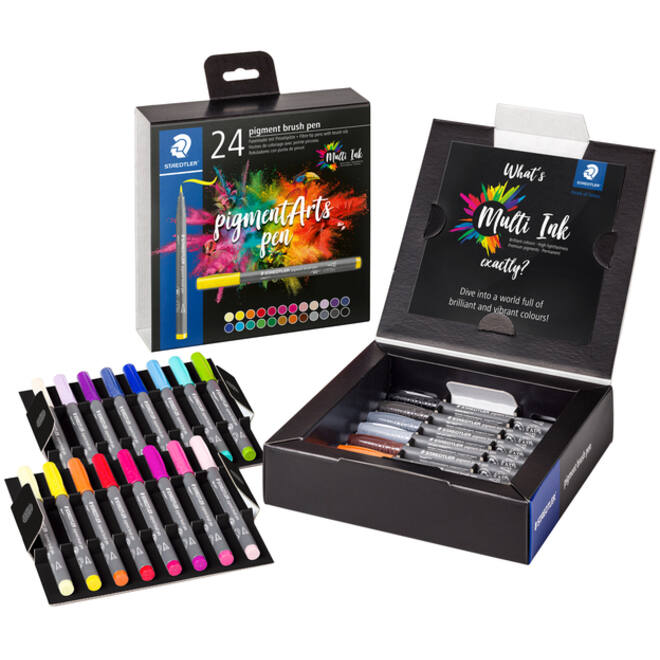 Brushpen Staedtler PigmentArts set à 24 kleuren
