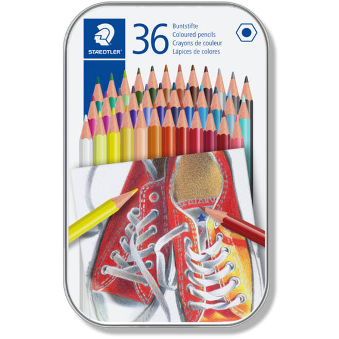 Kleurpotlood Staedtler 175 6kantig assorti blik à 36 kleuren