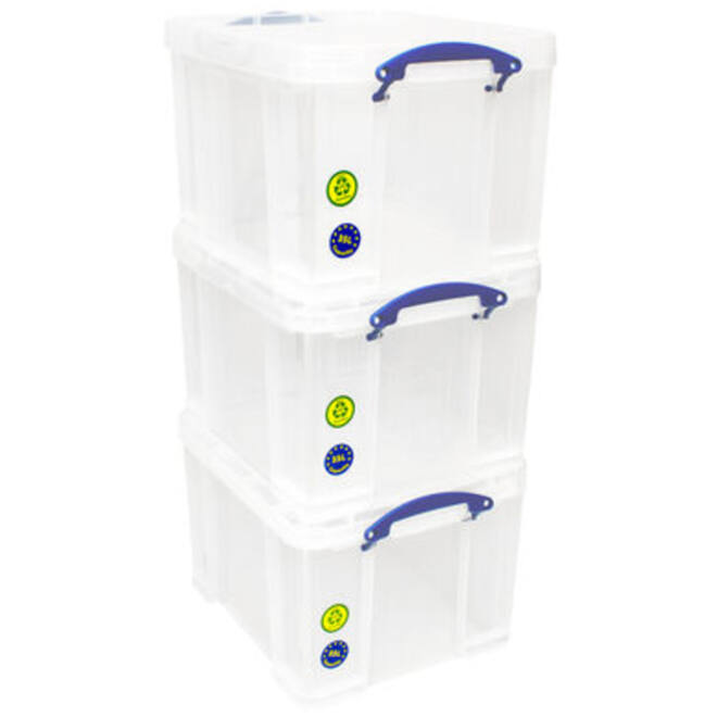 Opbergbox Really Useful 35 liter pak 3 dozen 480x390x310mm transparant wit