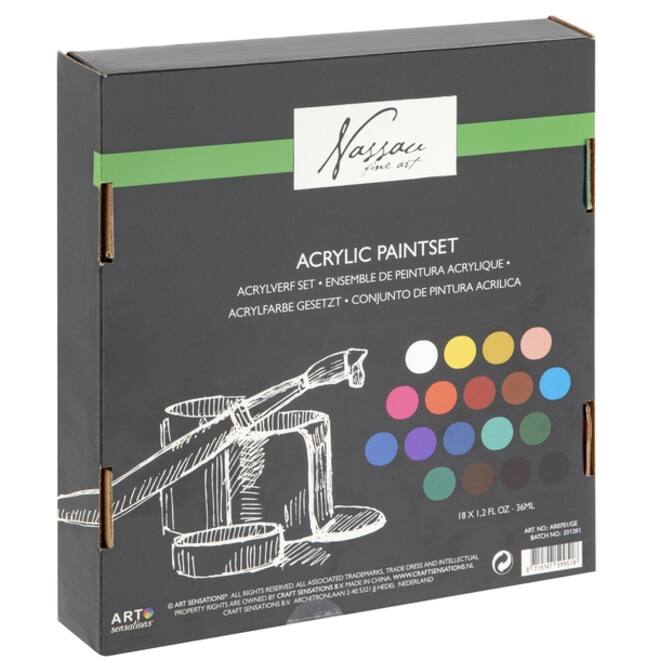 Acrylverf Nassau fine art doos à 18 tubes à 36ml
