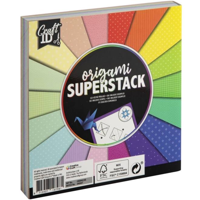 Origami CraftID 15x15cm 70gr 180 vel assorti kleuren