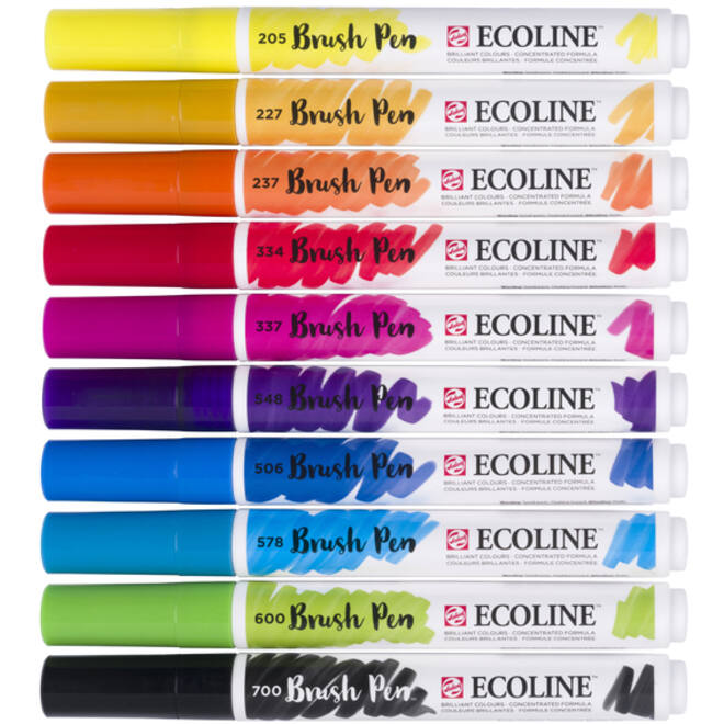 Brushpen Talens Ecoline set à 10 stuks primair
