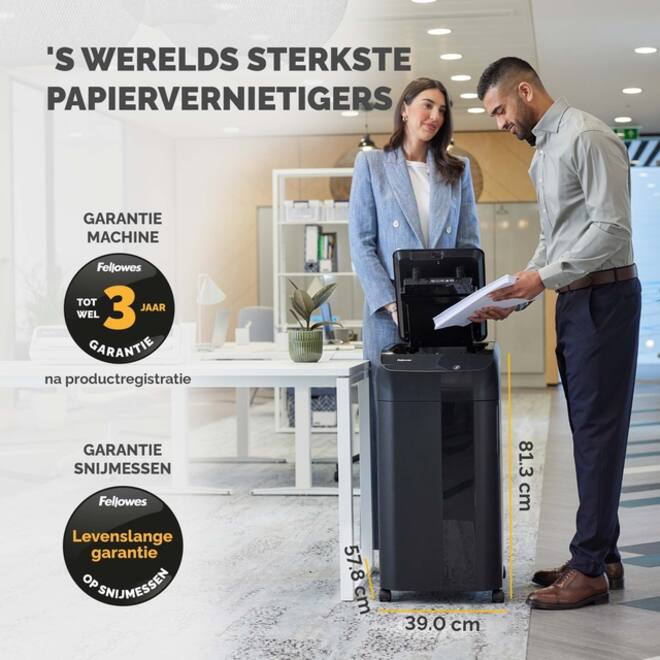 Papiervernietiger Fellowes Automax 450C snippers 4x38mm zwart