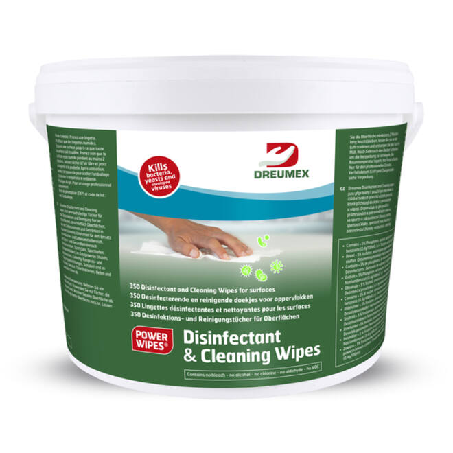 Desinfectiedoekjes Dreumex Disinfectant & Cleaning 350 stuks in dispenseremmer