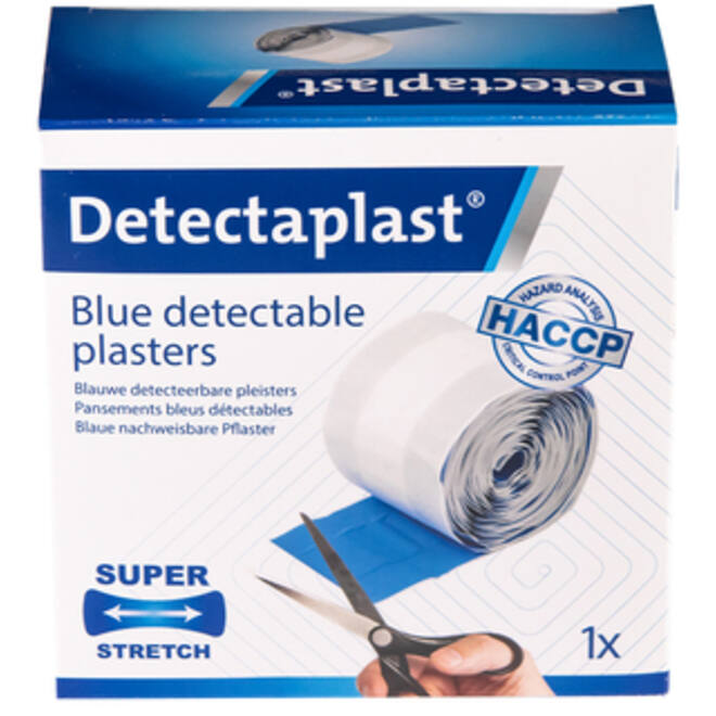 Elastische blauwe textielpleister Detectaplast 6cmx5m