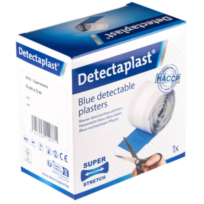 Elastische blauwe textielpleister Detectaplast 6cmx5m