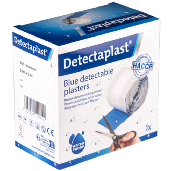 Waterafstotende blauwe pleister Detectaplast 6cmx5m