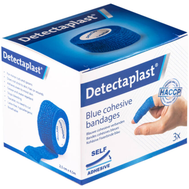 Snelpleister blauw Detectaplast 2,5cmx4,5m 3stuks