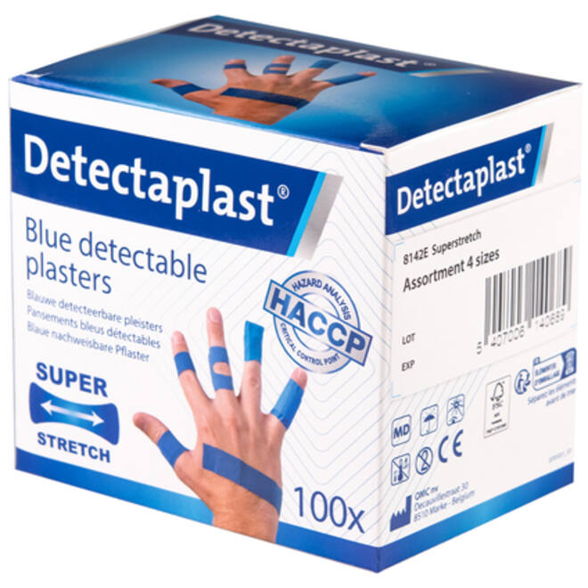 Elastische blauwe textielpleister Detectaplast assorti