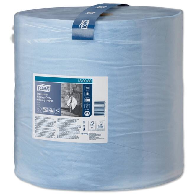 Poetspapier Tork Industrial Heavy-Duty W1 3-laags 750vel blauw 130080