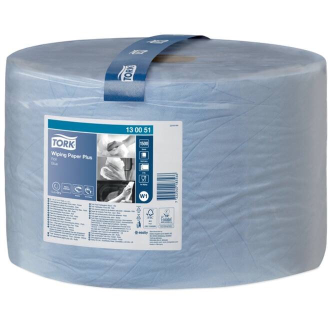 Poetspapier Tork Wiping Plus W1 2-laags 1500vel blauw 130051