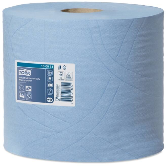 Poetspapier Tork Wiping Heavy-Duty Combi W1/2 3-laags 119m blauw 130081