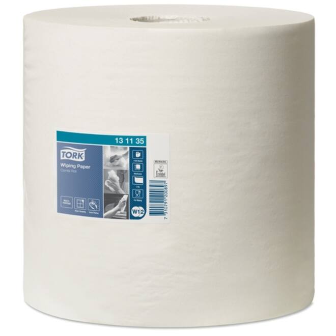 Poetspapier Tork Wiping Advanced Combi W1/2 1-laags 460m wit 131135