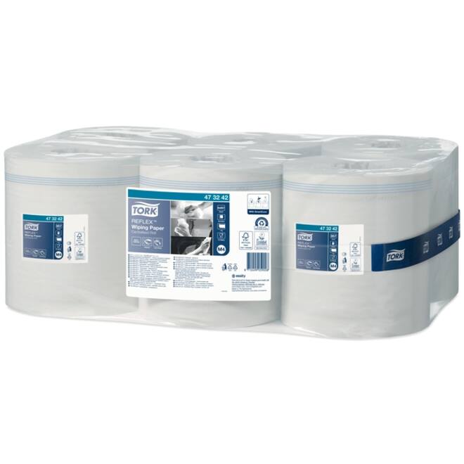 Poetsrol Tork Reflex™ M4 Centerfeed 1-laags 300m wit 473242