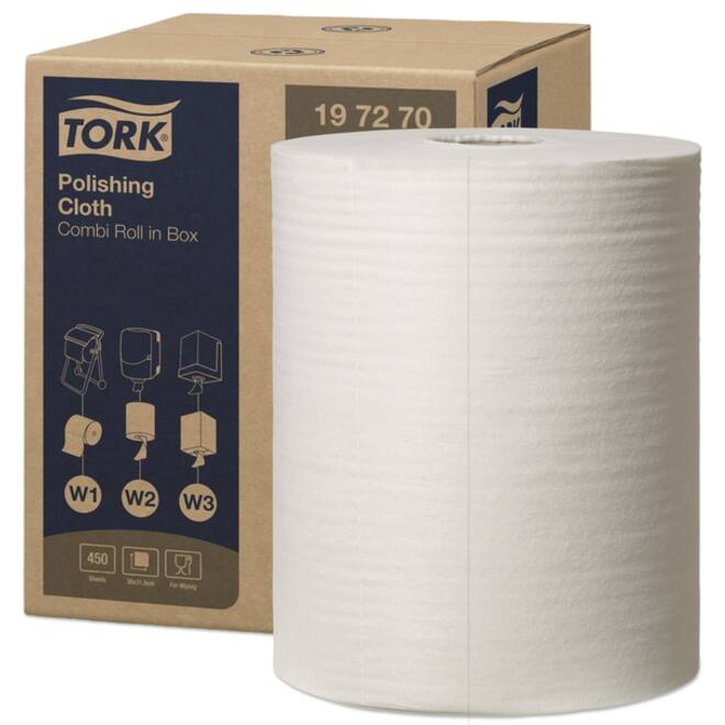 Reinigingsdoek Tork Polishing Combi W1/2/3 nonwoven 450vel wit 197270