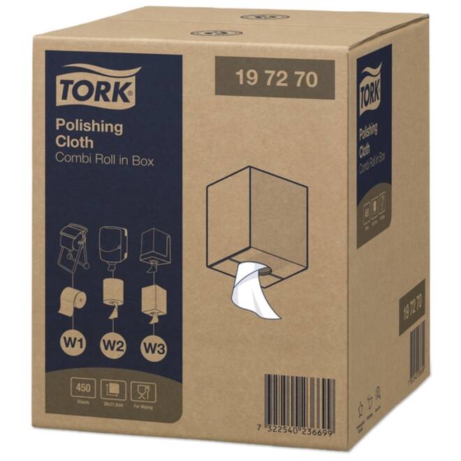 Reinigingsdoek Tork Polishing Combi W1/2/3 nonwoven 450vel wit 197270