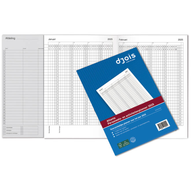 Jaarplanner 2025 Djois personeel- en activiteitenplanner