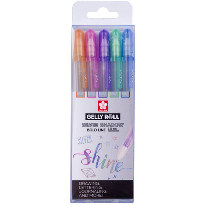 Gelschrijver Sakura Gelly Roll Silver Shadow set à 5 kleuren