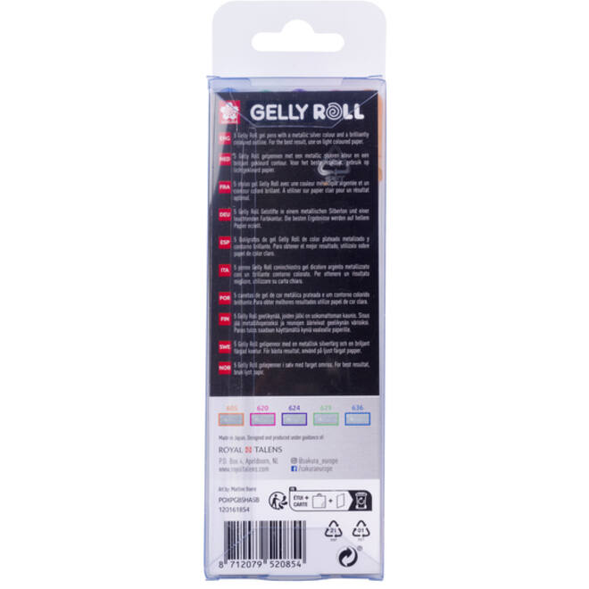 Gelschrijver Sakura Gelly Roll Silver Shadow set à 5 kleuren