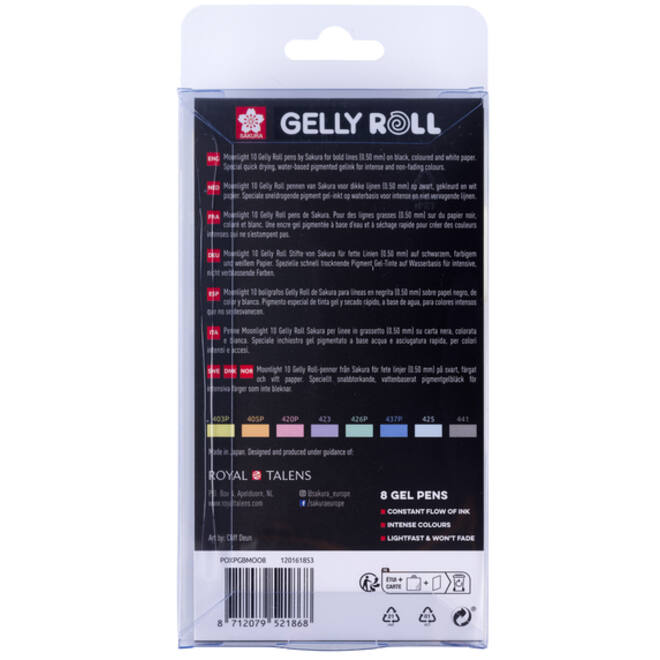 Gelschrijver Sakura Gelly Roll Moonlight 10 pastel set à 8 kleuren