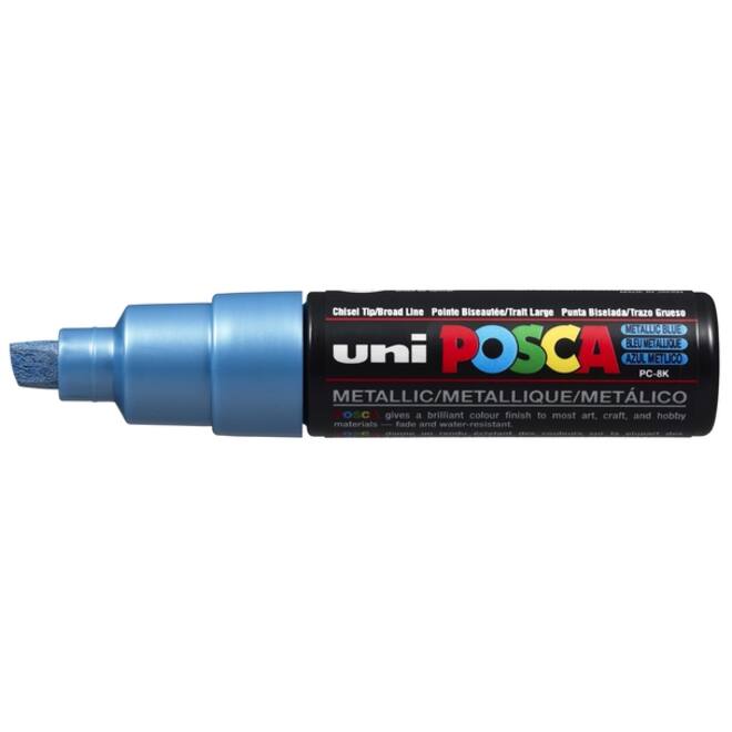Verfstift Posca PC8K breed schuin metallic blauw