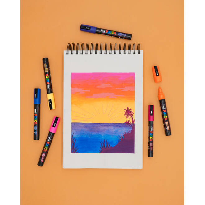 Verfstift Posca PC1MC extra fijn assorti set à 8 stuks