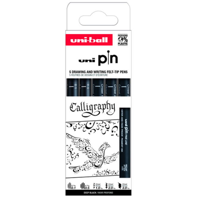 Fineliner Uni-ball Pin Calligraphie set à 5 stuks assorti