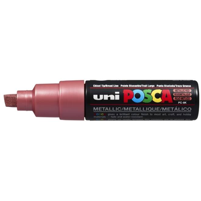 Verfstift Posca PC8K breed schuin metallic rood