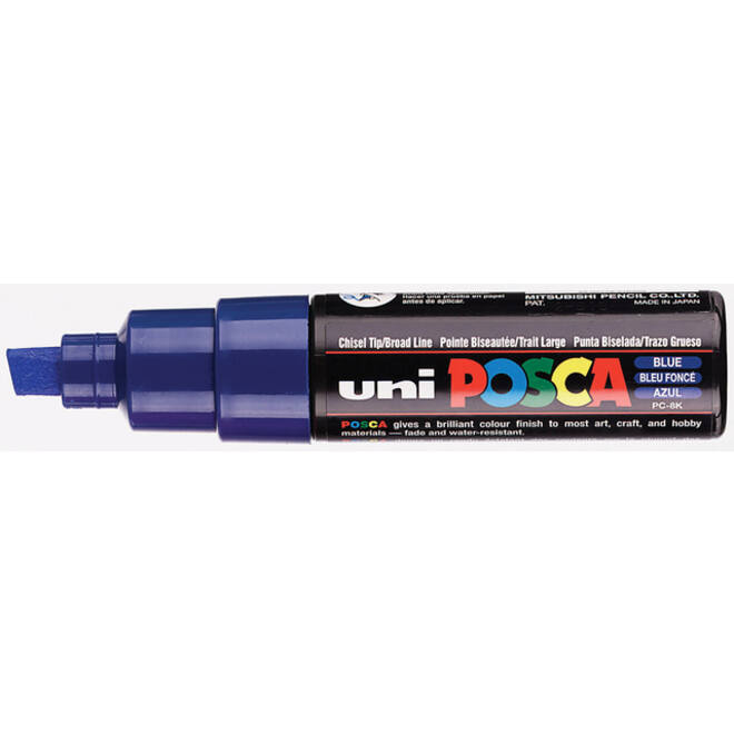 Verfstift Posca PC8K breed schuin donkerblauw