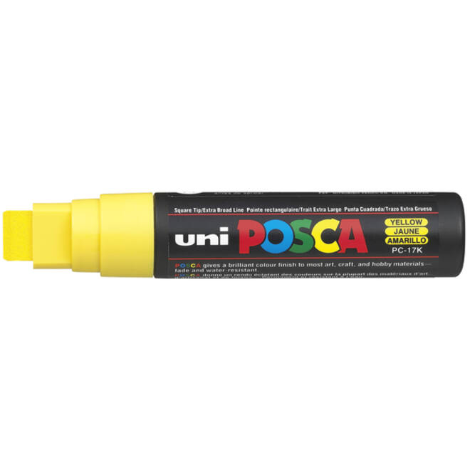 Verfstift Posca PC17K extra breed rechthoek geel