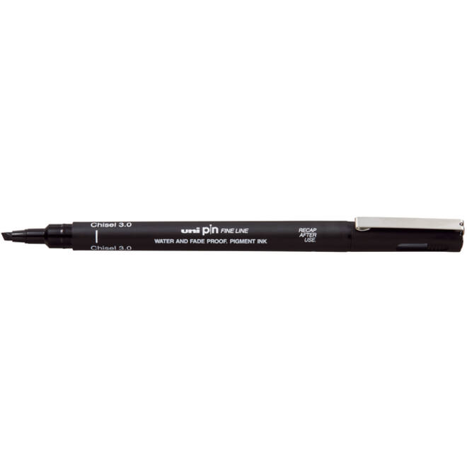 Fineliner Uni-ball Pin beitelpunt 3mm zwart
