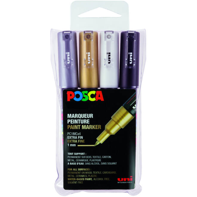 Verfstift Posca PC1MC extra fijn assorti set à 4 stuks