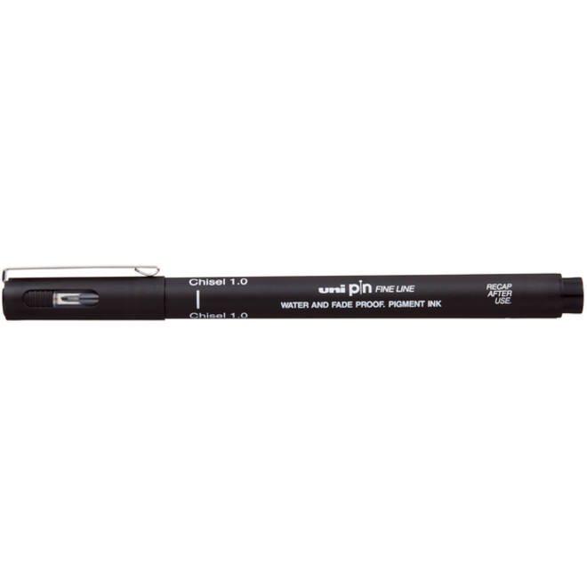 Fineliner Uni-ball Pin beitelpunt 1mm zwart