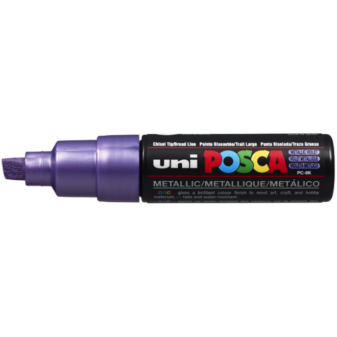 Verfstift Posca PC8K breed schuin metallic paars