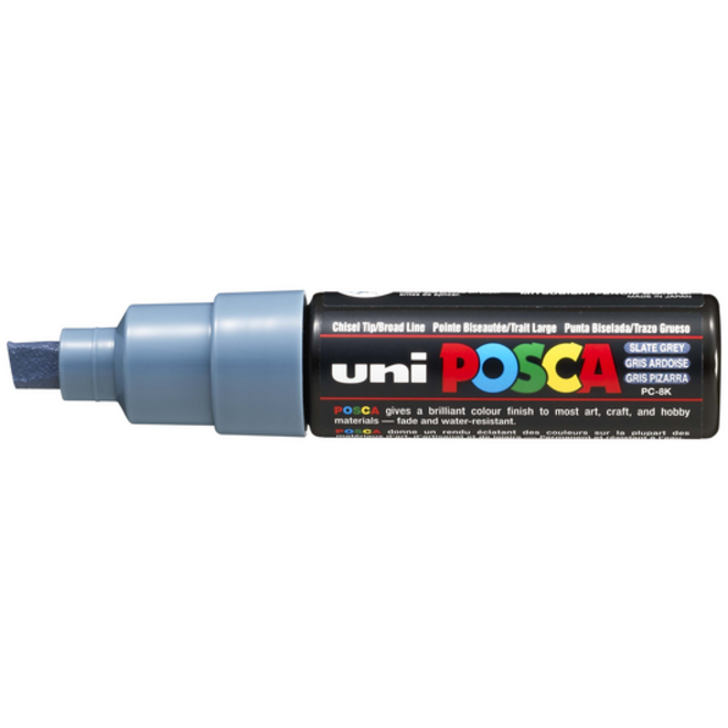 Verfstift Posca PC8K breed schuin leisteengrijs