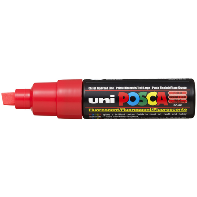 Verfstift Posca PC8K breed schuin fluor rood