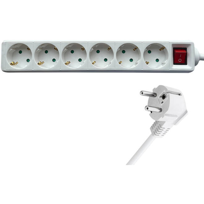 Stekkerdoos BRASQ 6 voudig 1.4 meter wit