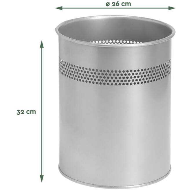 Papierbak BRASQ 15 liter zilver